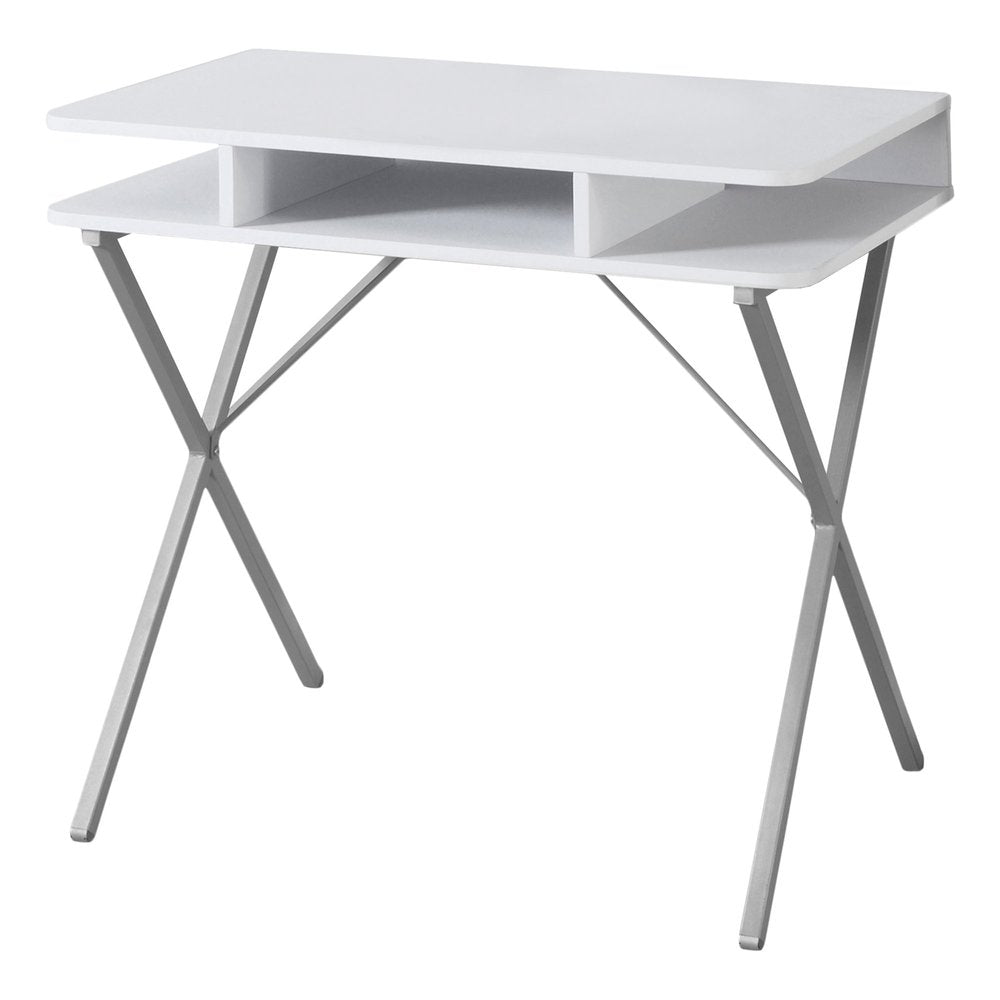 32" White and Silver Computer Desk
