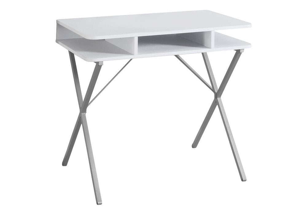 20" White and Silver Computer Desk