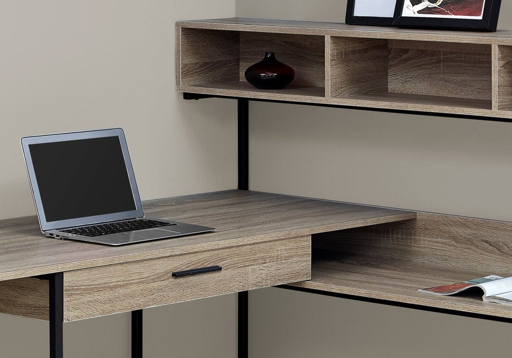 59" Gray and Black L Shape Computer Desk