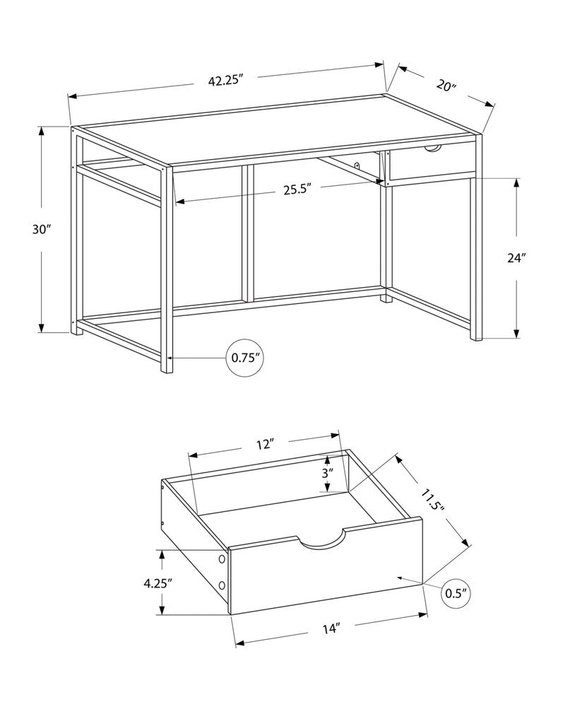 42" Black Computer Desk