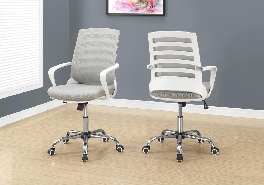 Gray Black and Silver Adjustable Height Swivel Rolling Office Chair