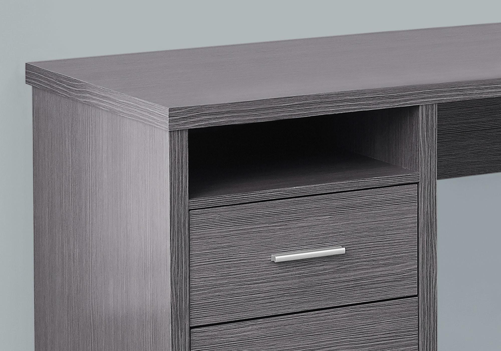 79" Gray and Silver L Shape Computer Desk With Two Drawers