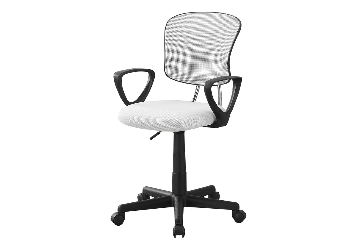 White Polyester Seat Swivel Adjustable Task Chair Mesh Back Plastic Frame