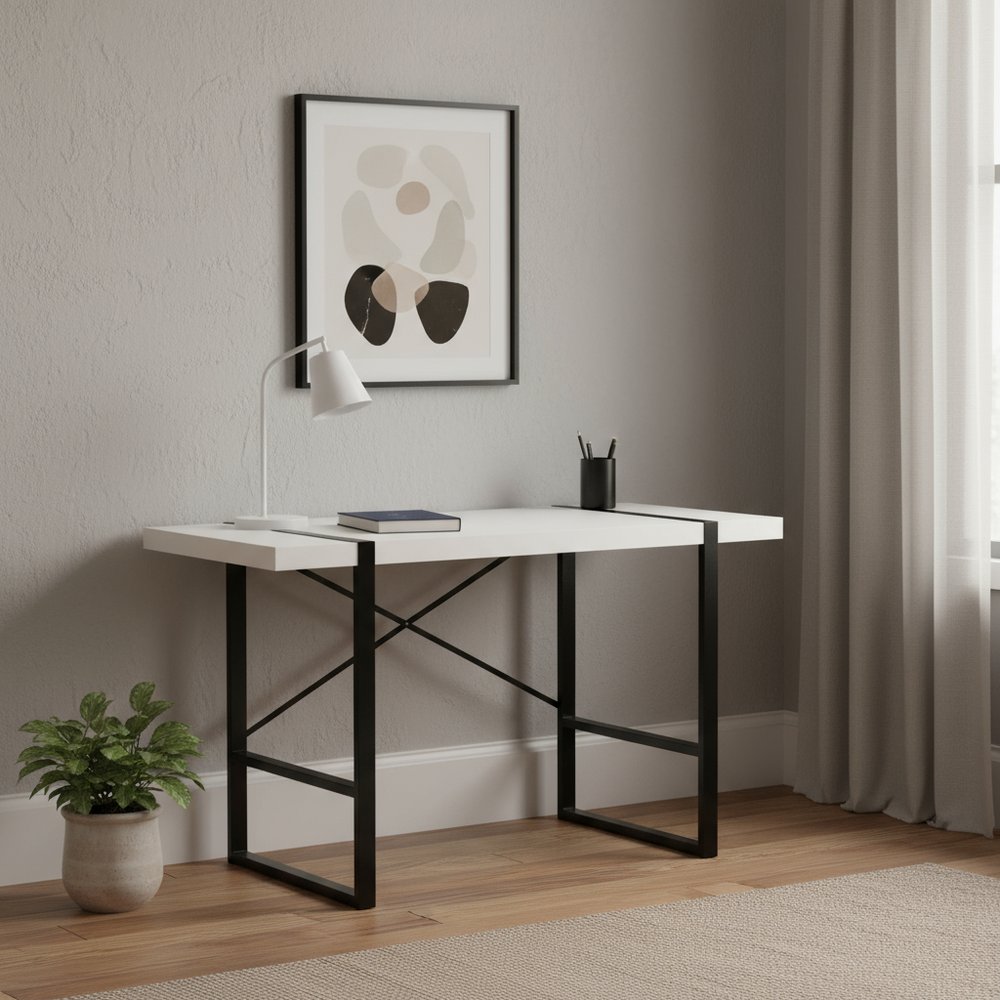 24" White and Black Computer Desk