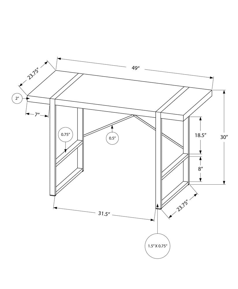 49" White and Black Computer Desk