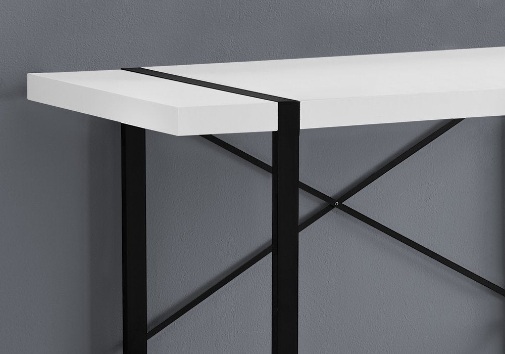 49" White and Black Computer Desk
