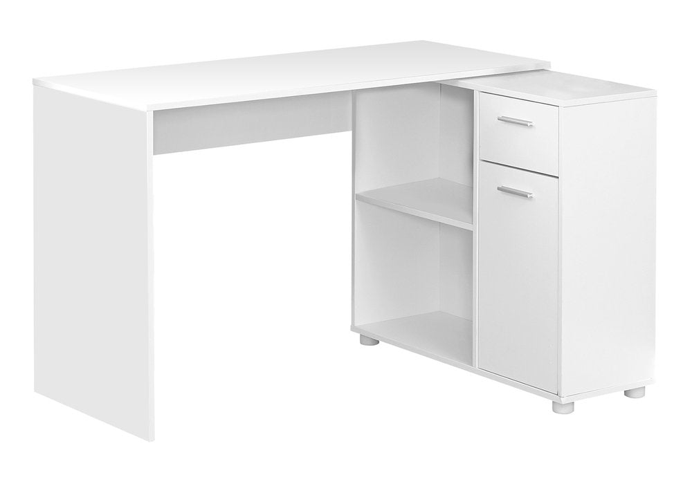 34" Gray L Shape Computer Desk With Two Drawers
