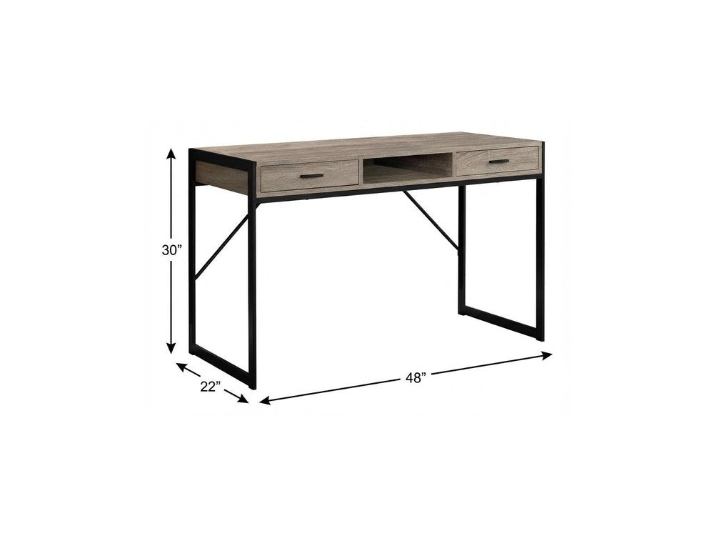 48" White and Silver Computer Desk With Two Drawers