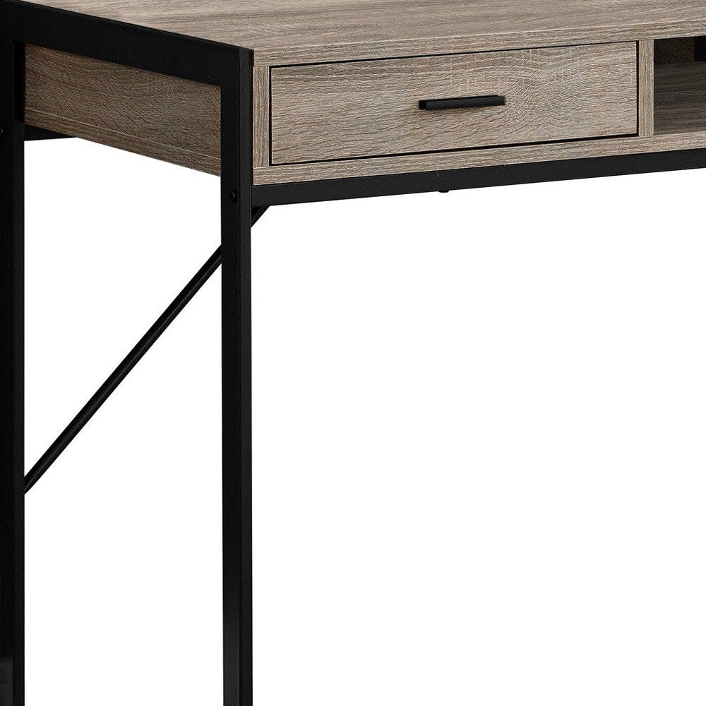 48" White and Silver Computer Desk With Two Drawers