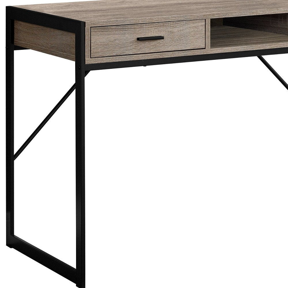 48" White and Silver Computer Desk With Two Drawers