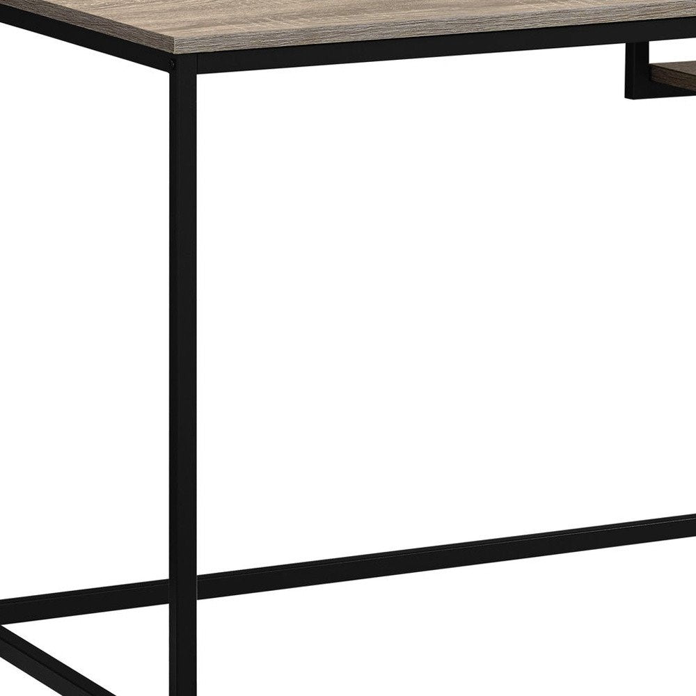 48" Taupe and Black Wood and Iron Computer Desk