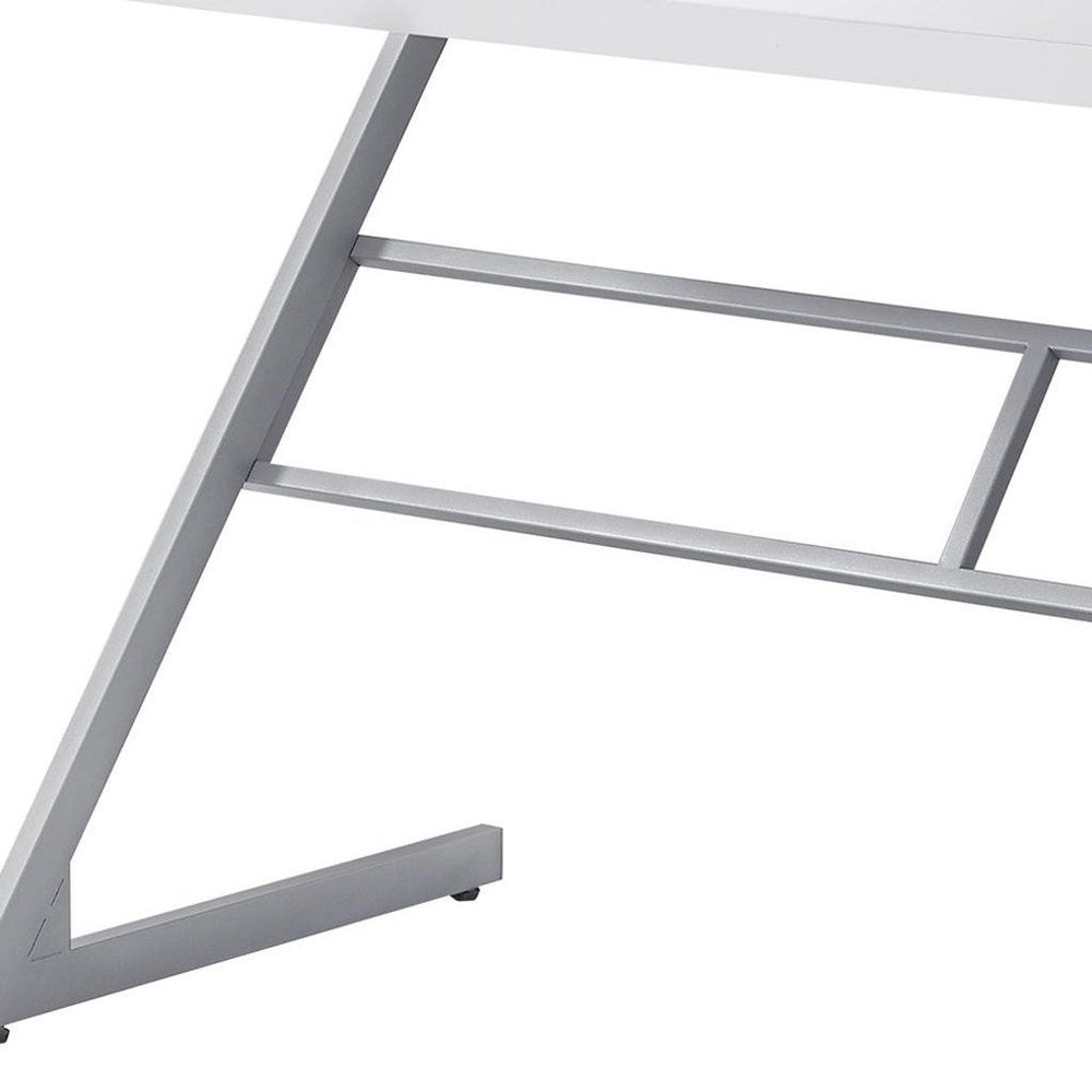 22" White and Silver Computer Desk