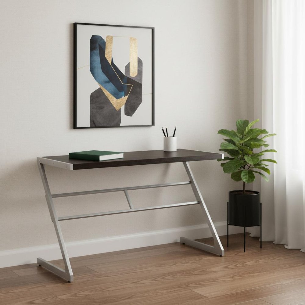 22" White and Silver Computer Desk