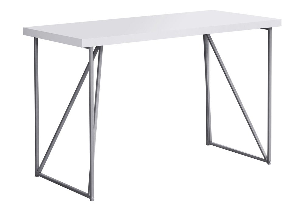 47" White and Silver Computer Desk
