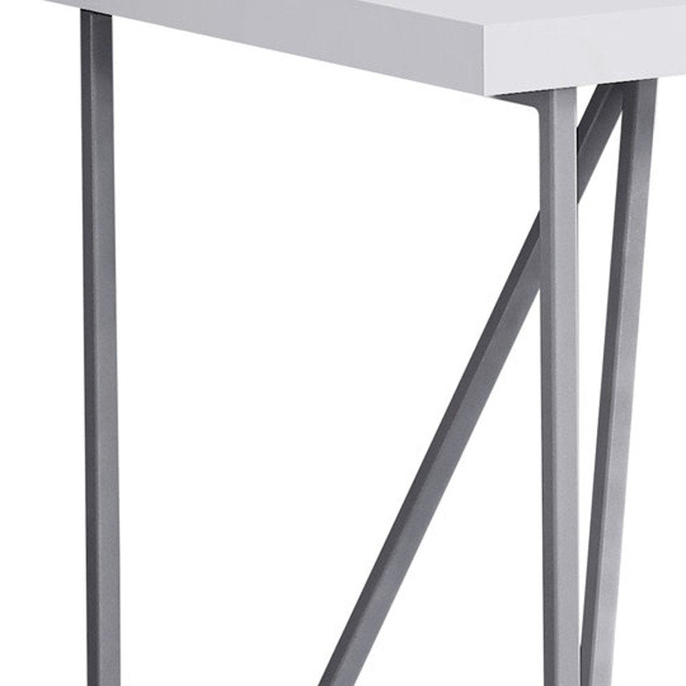 47" White and Silver Computer Desk