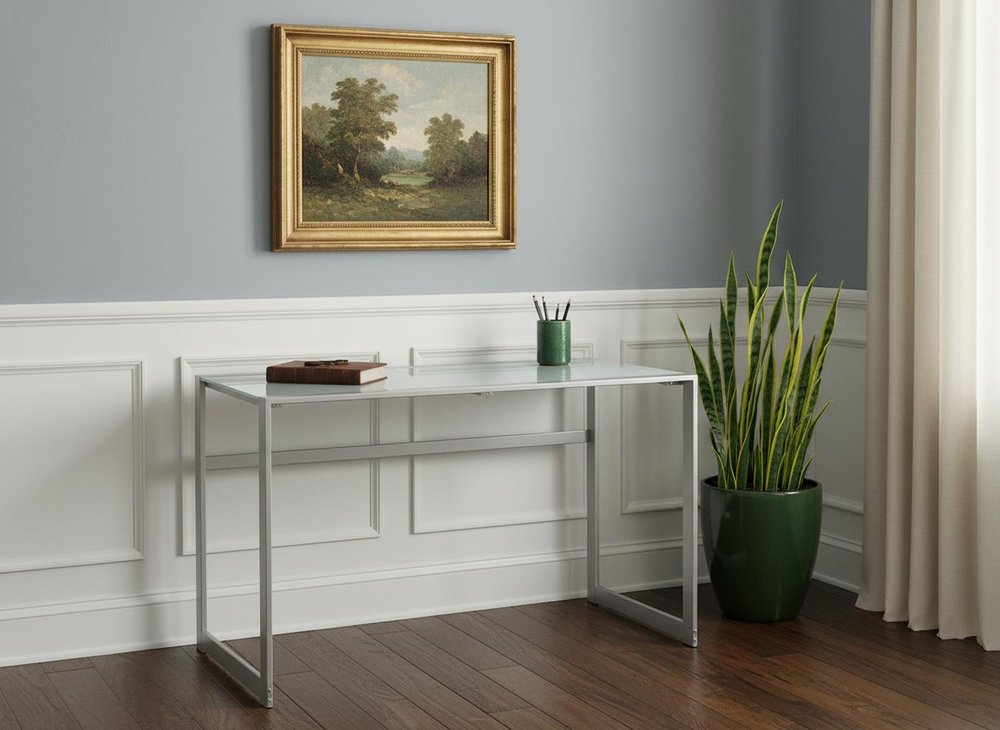 22" Black Glass Computer Desk