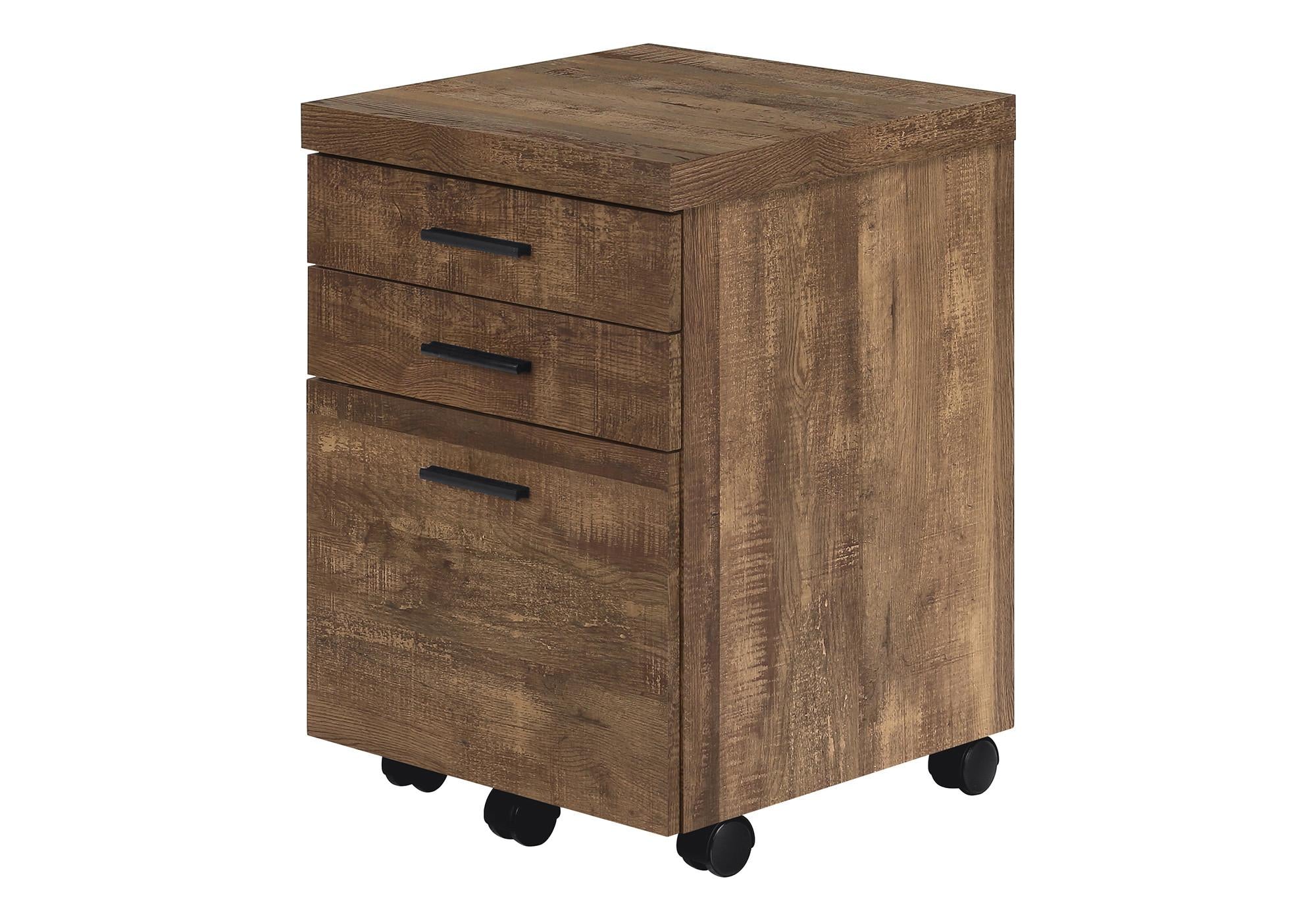 25" Brown Particle Board and Wood Filing Cabinet With Drawers