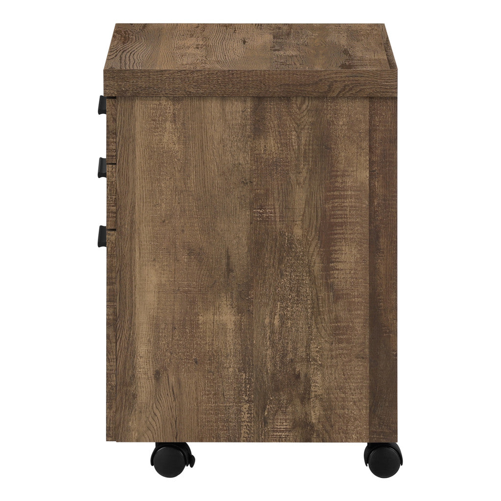 25" Brown Particle Board and Wood Filing Cabinet With Drawers