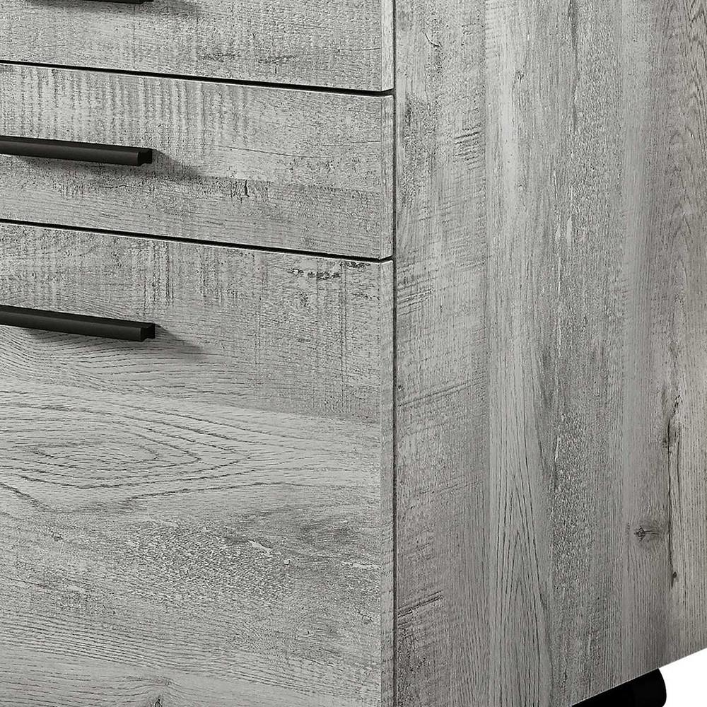 25" Grey Particle Board And Wood Filing Cabinet With Drawers