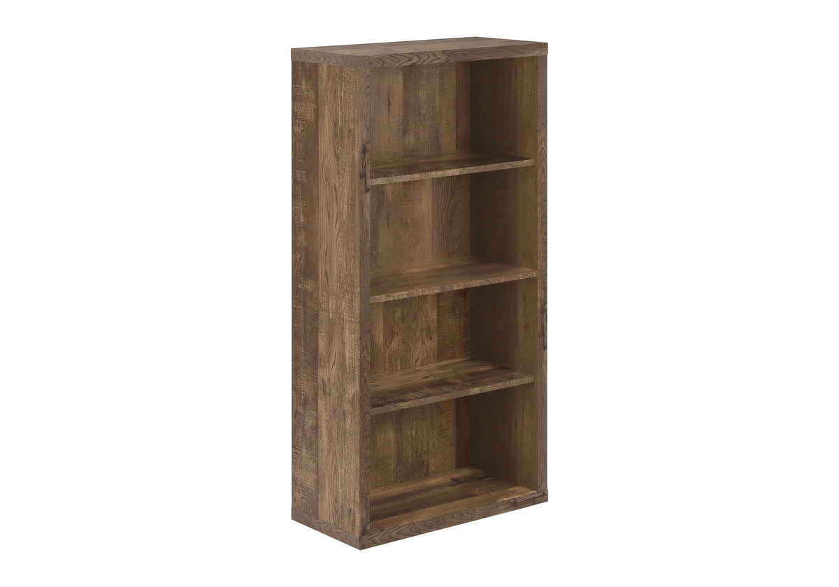 48" Brown Distressed Wood Adjustable Four Tier Bookcase