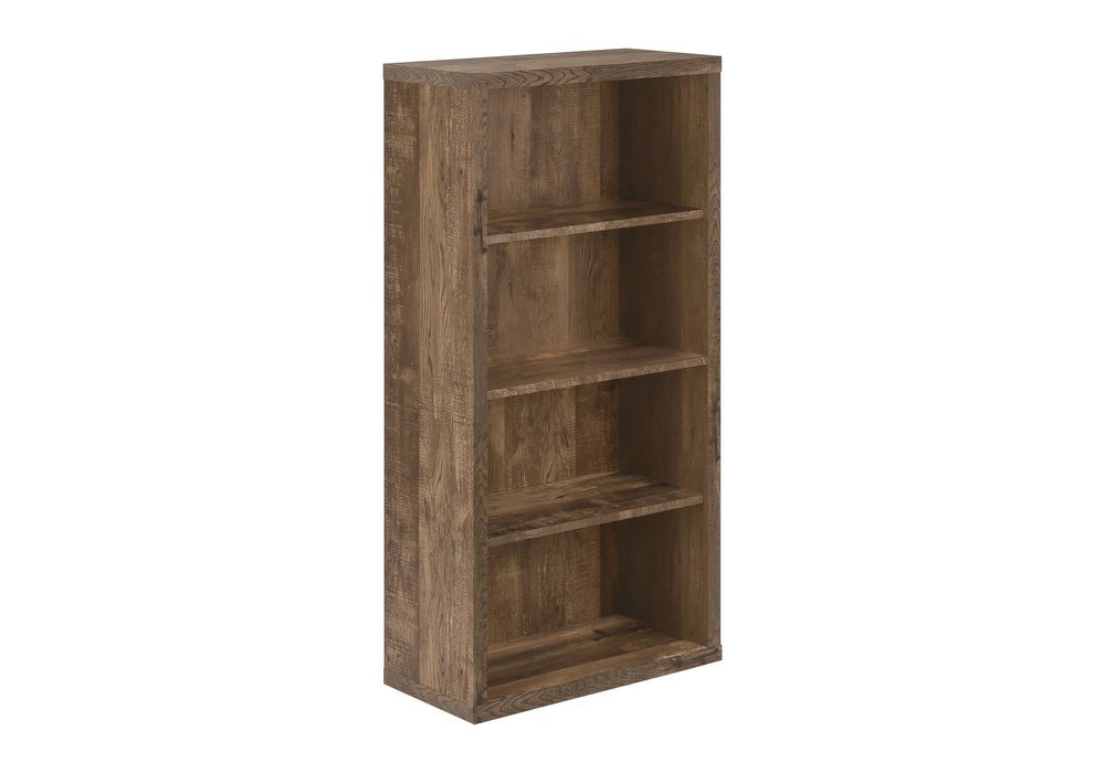 48" Brown Distressed Wood Adjustable Four Tier Bookcase