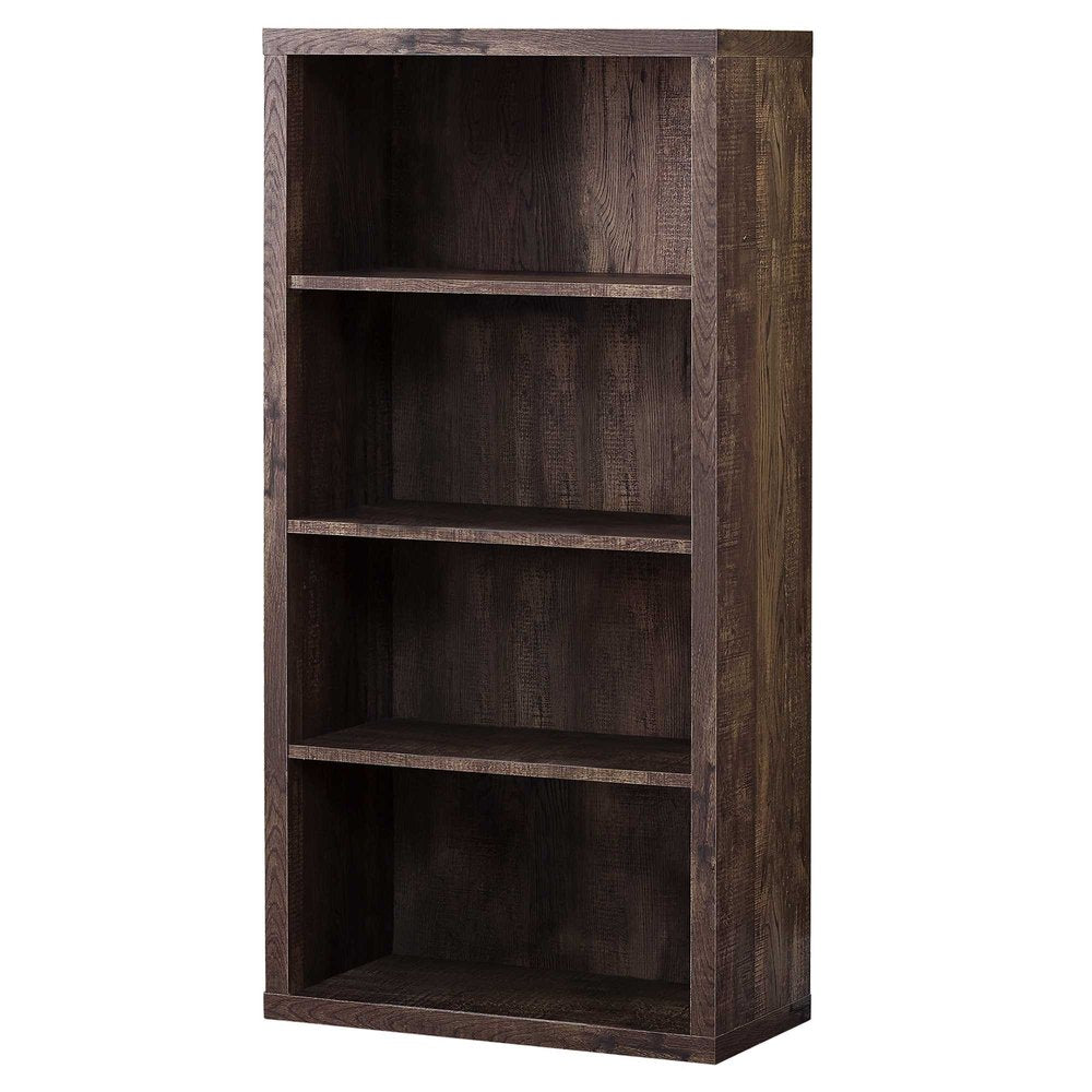48" Brown Distressed Wood Adjustable Four Tier Bookcase