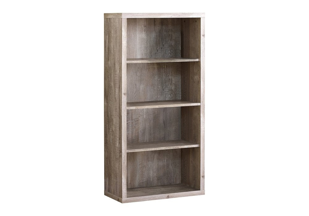 48" Brown Distressed Wood Adjustable Four Tier Bookcase