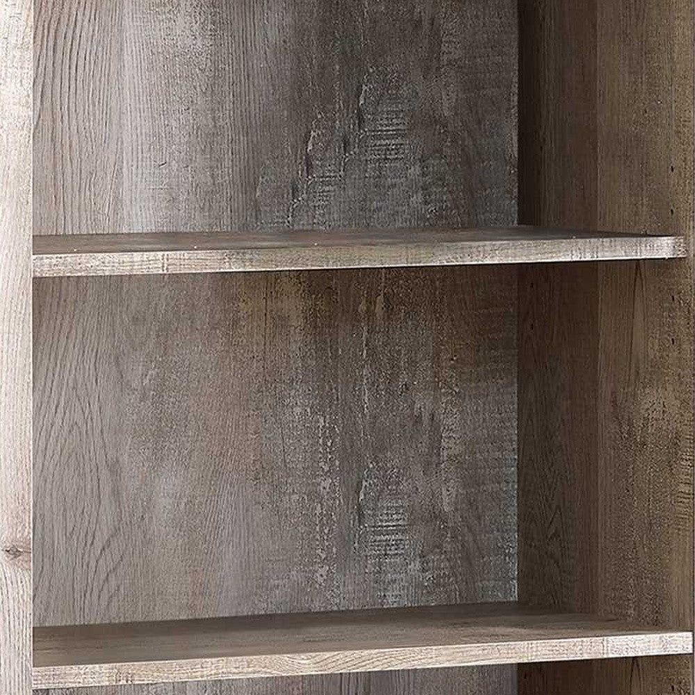 48" Taupe Distressed Wood Adjustable Four Tier Bookcase