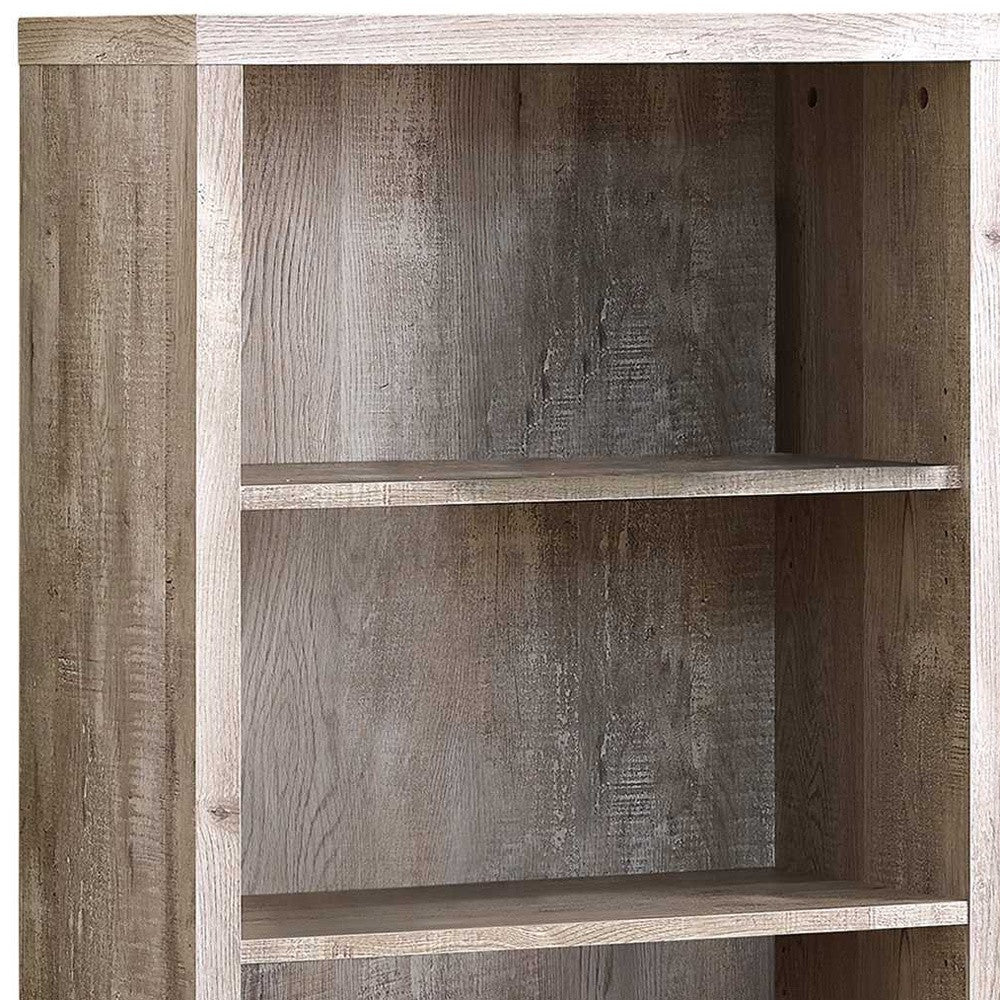 48" Taupe Distressed Wood Adjustable Four Tier Bookcase