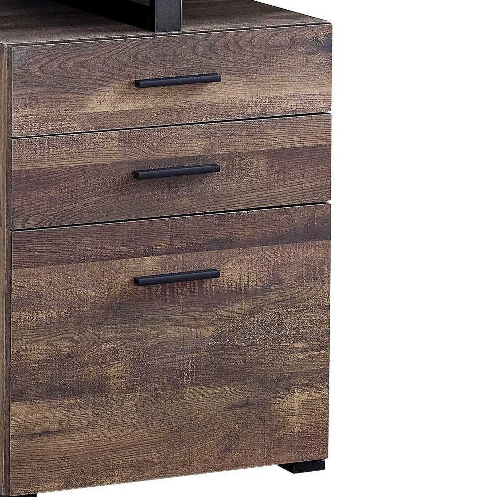 47" Taupe and Black Computer Desk With Three Drawers