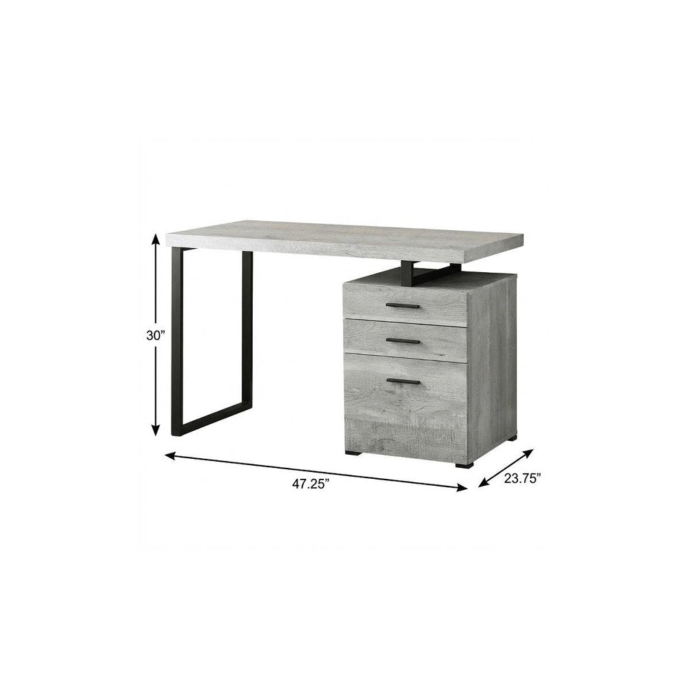 47" Taupe and Black Computer Desk With Three Drawers