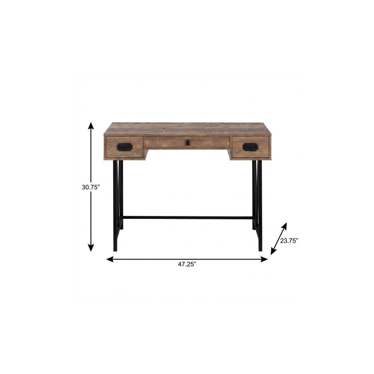 47" Brown and Black Computer Desk With Two Drawers