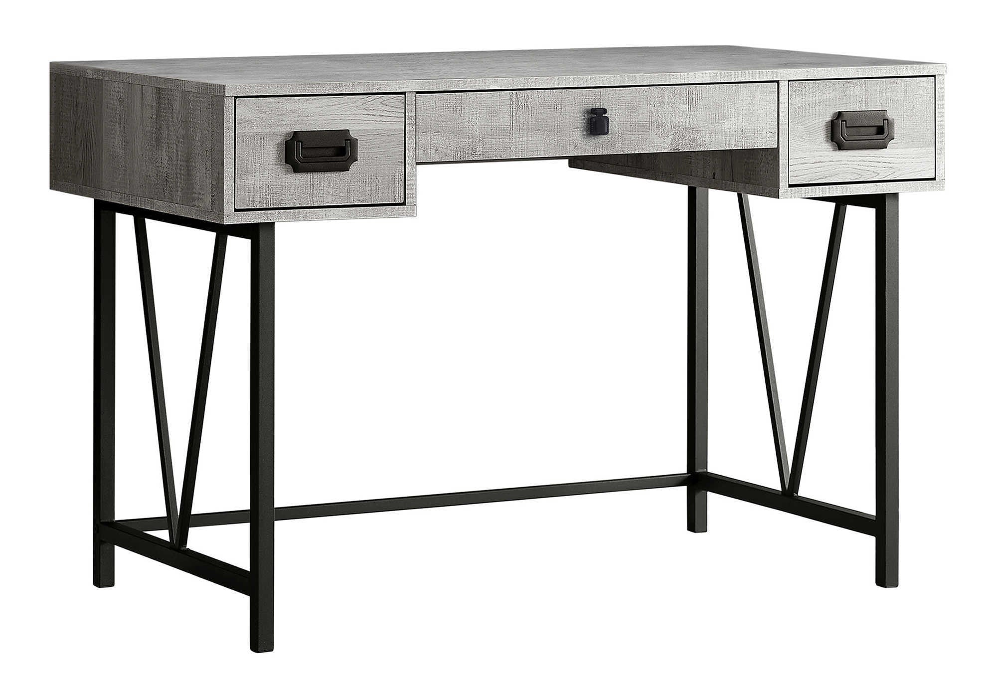 47" Gray and Black Computer Desk With Three Drawers