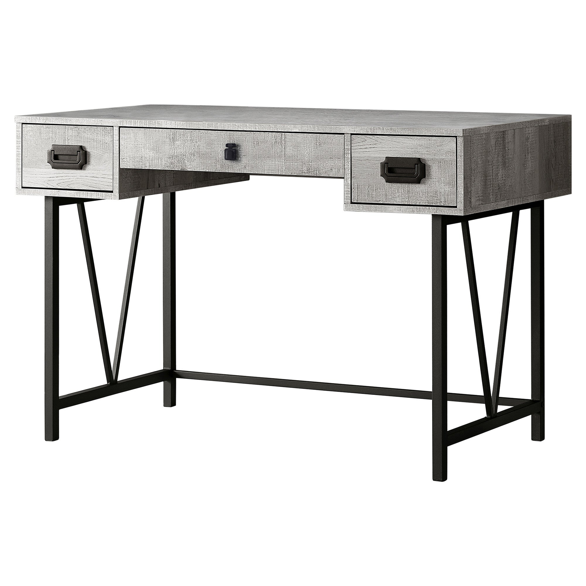 47" Gray and Black Computer Desk With Three Drawers