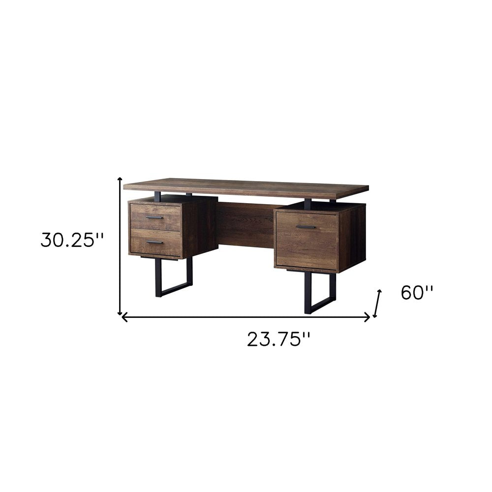 24" Brown and Black With Three Drawers