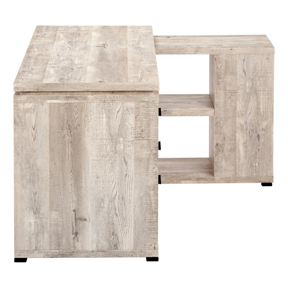 47" Gray L Shape Computer Desk With Three Drawers