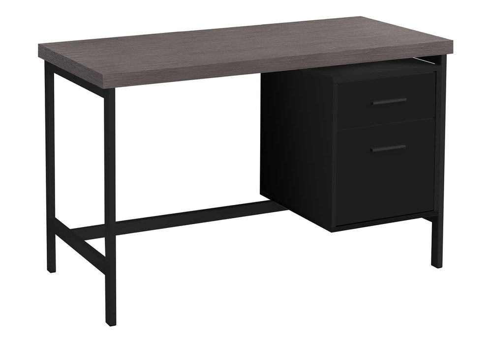 24" Gray and Black Computer Desk With Two Drawers