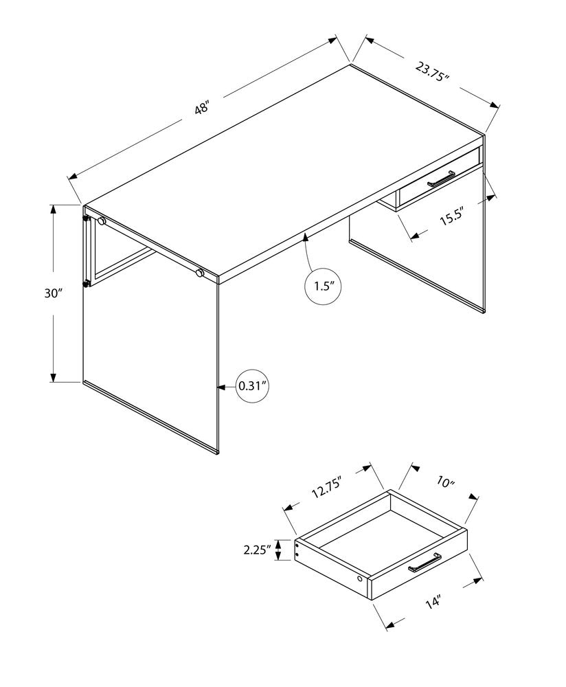48" Brown and Clear Computer Desk