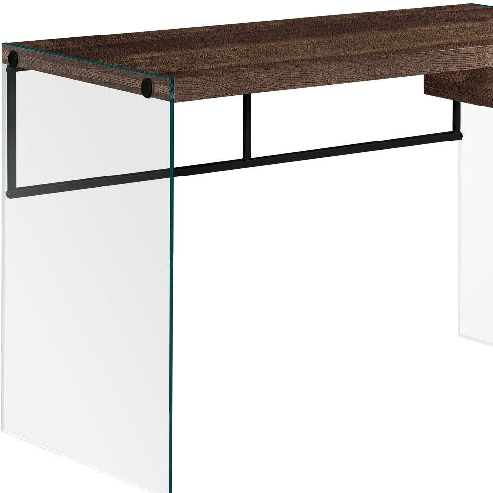 48" Brown and Clear Computer Desk