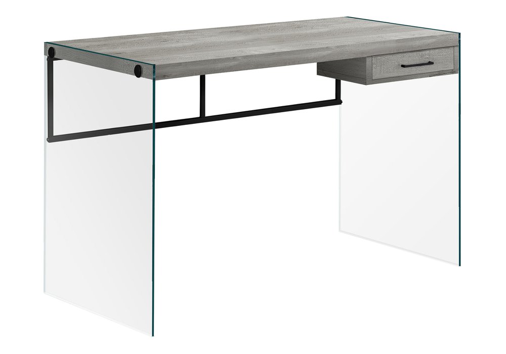 24" Gray and Clear Computer Desk