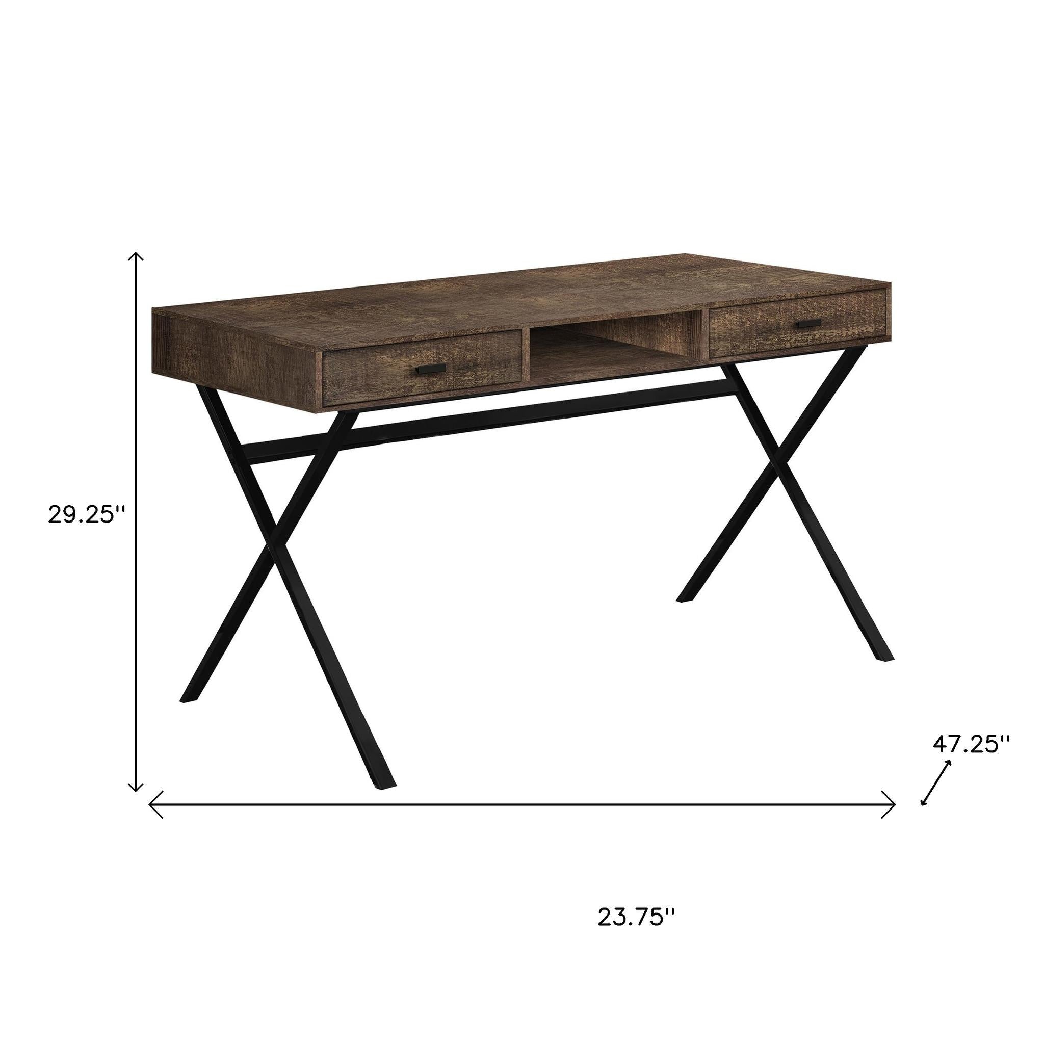 24" White and Silver Computer Desk With Two Drawers