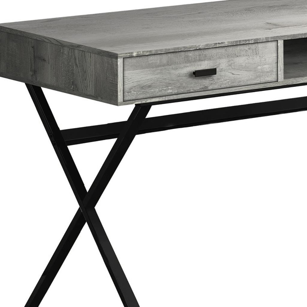 47" Gray and Black Computer Desk With Two Drawers