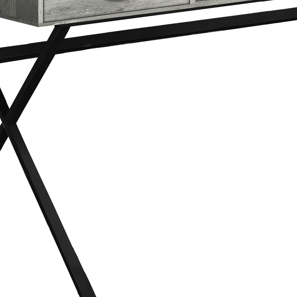47" Gray and Black Computer Desk With Two Drawers