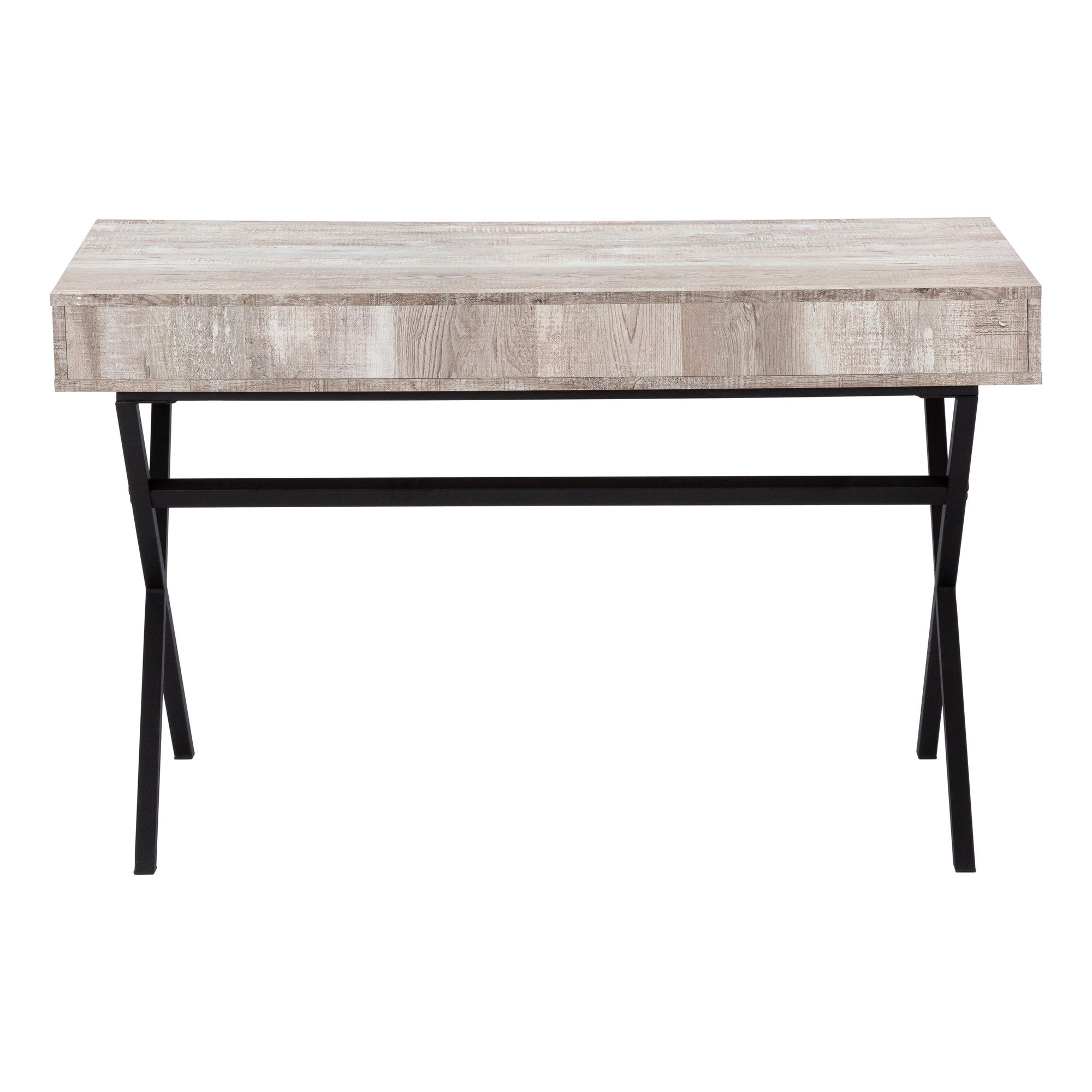 47" Taupe and Black Computer Desk With Two Drawers