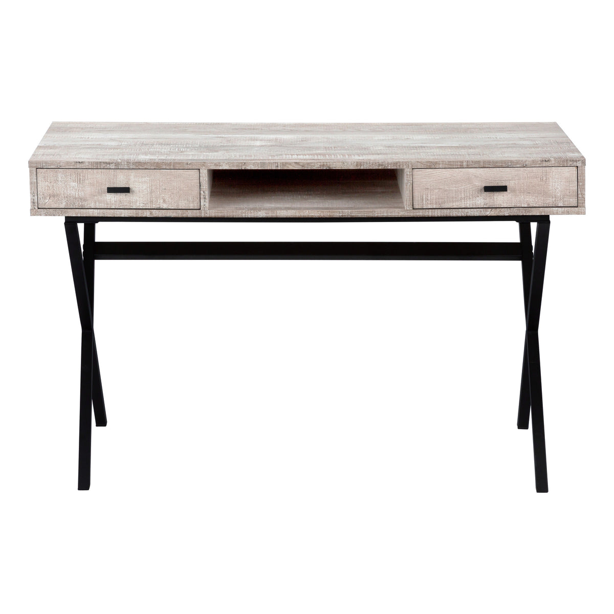 47" Taupe and Black Computer Desk With Two Drawers
