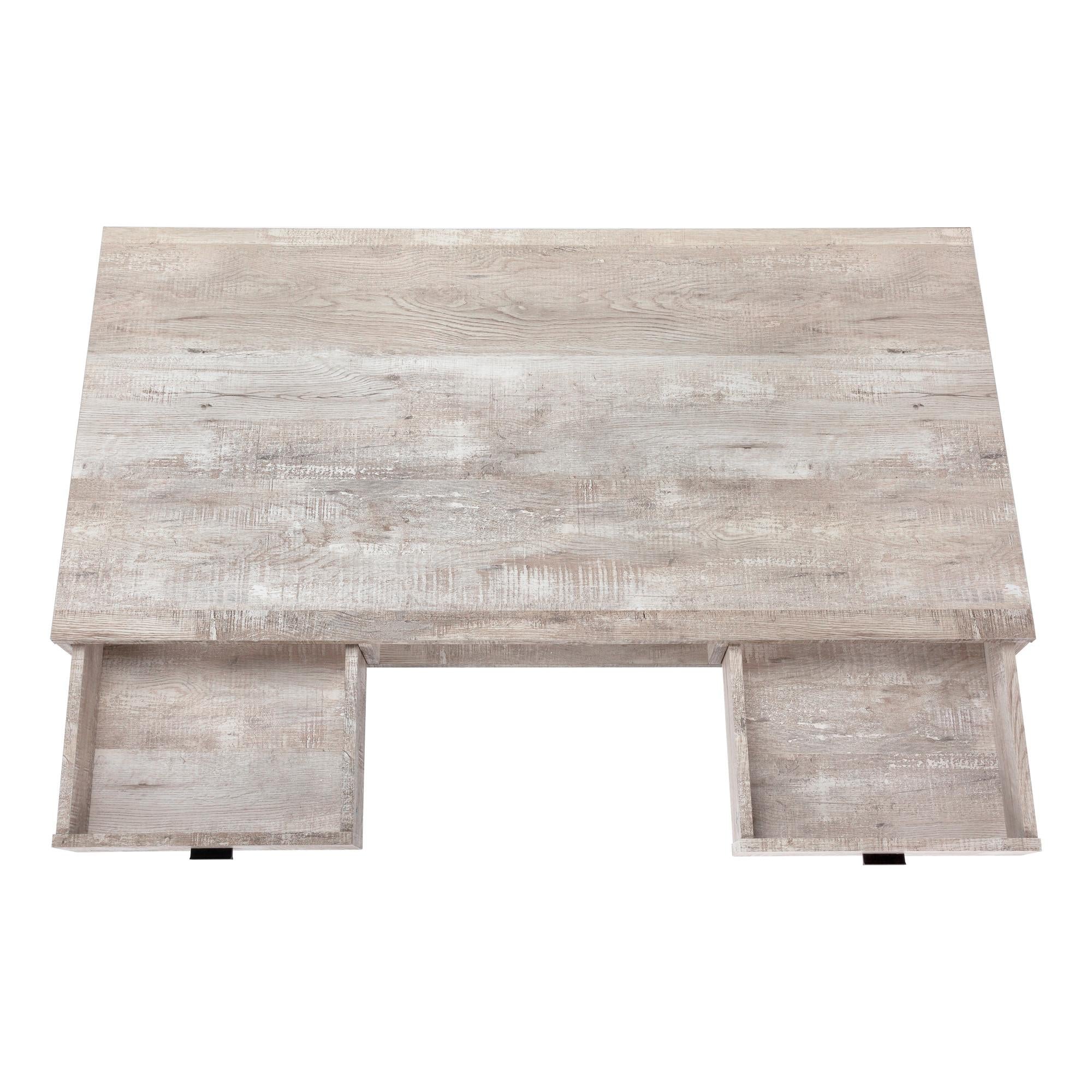 47" Taupe and Black Computer Desk With Two Drawers
