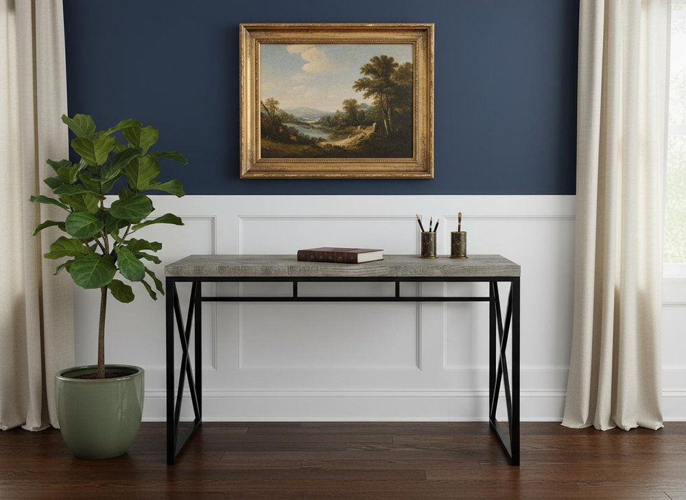 24" Gray and Black Computer Desk