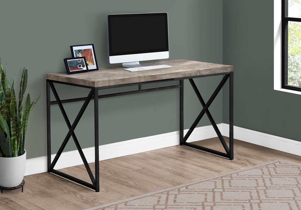 47" Taupe and Black Computer Desk