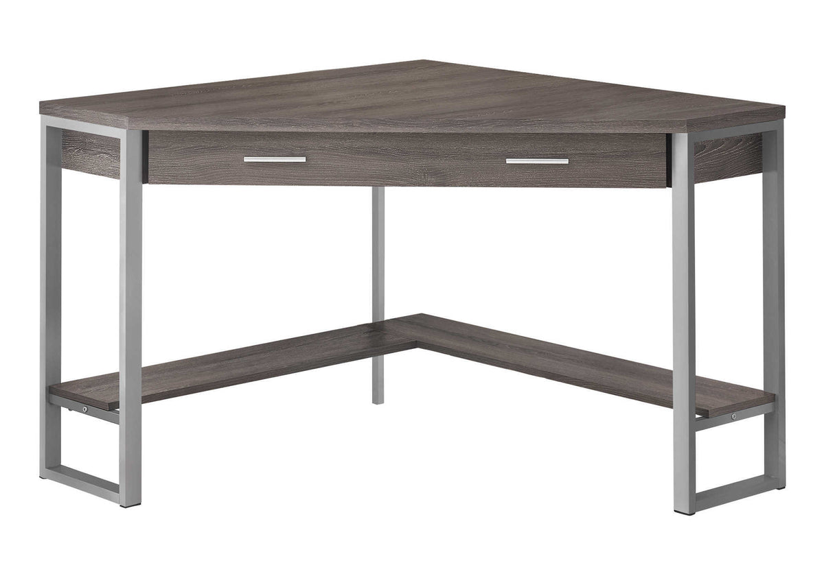 42" Taupe and Silver Corner Computer Desk