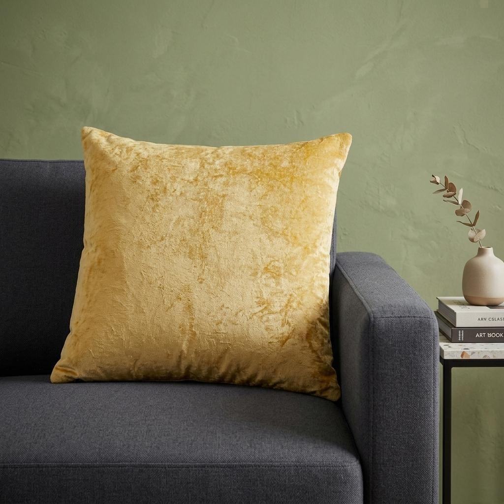 20" Yellow Cotton Blend Throw Pillow